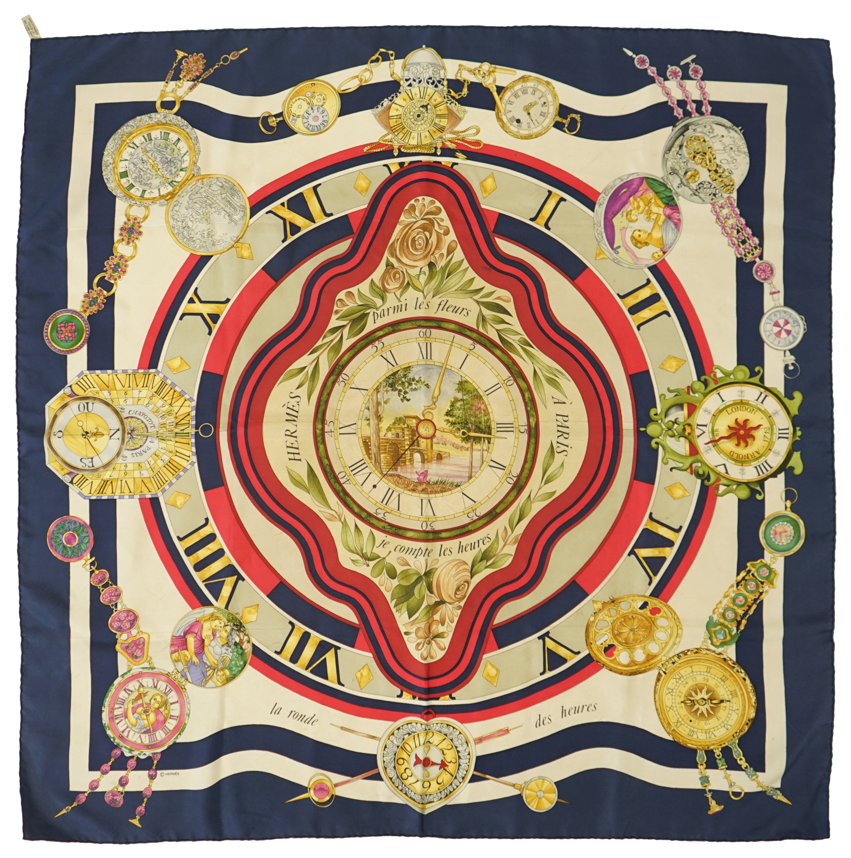 A Hermes scarf, La Ronde des Heures, boxed